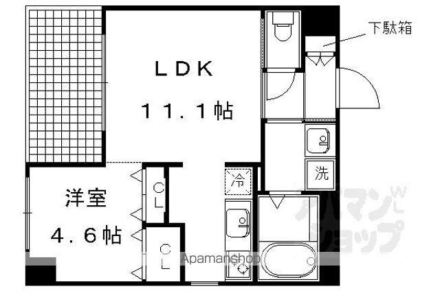 御所南 晴風苑(1LDK/4階)の間取り写真