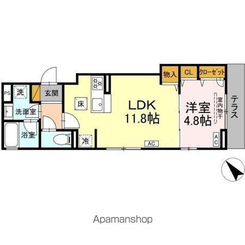 アップルベリーフィールズ(1LDK/1階)の間取り写真