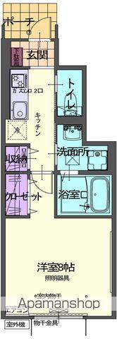 リュウセイⅡ A(1K/1階)の間取り写真