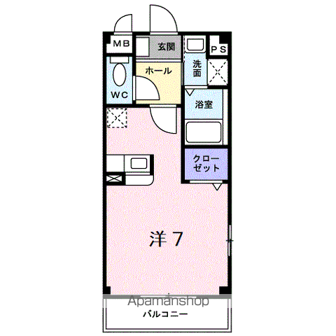 和歌山線 岩出駅 徒歩8分 2階建 築21年(ワンルーム/2階)の間取り写真