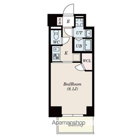 S-RESIDENCE上飯田ウエスト(1K/8階)の間取り写真