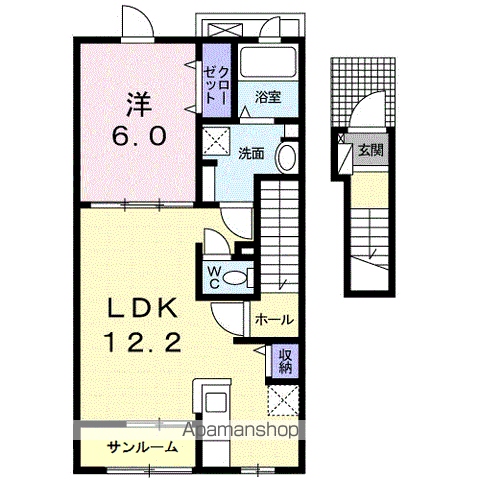 ソラーレ吉井Ⅰ(1LDK/2階)の間取り写真