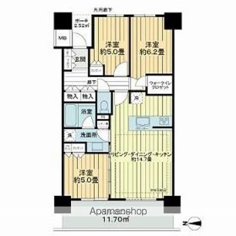 シティタワー金町 タワー棟(3LDK/6階)の間取り写真