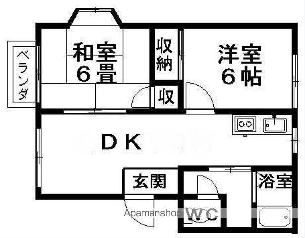 ファミール藤塚A棟(2DK/1階)の間取り写真