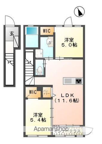 ヴィラージュ(2LDK/2階)の間取り写真