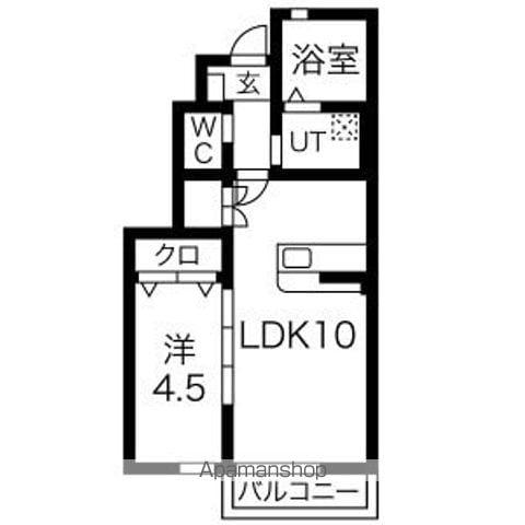 BEVERLY HILLSB棟(1LDK/1階)の間取り写真