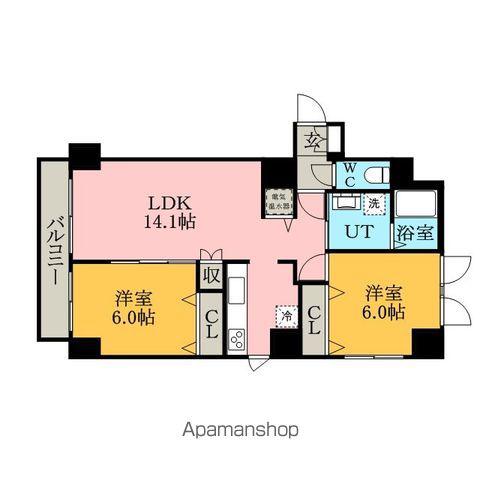グランメールアサヒⅣ(2LDK/10階)の間取り写真