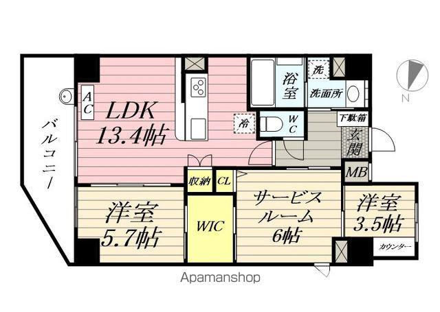 K.CURACION(2LDK/10階)の間取り写真