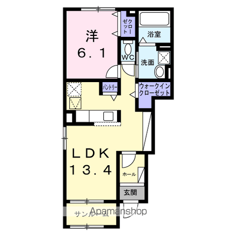 ドメーヌ・ビュール青石(1LDK/1階)の間取り写真