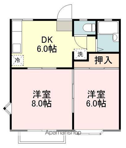 エスライトヒルズC(2DK/2階)の間取り写真