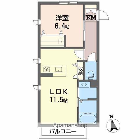 LUNA A棟(1LDK/2階)の間取り写真