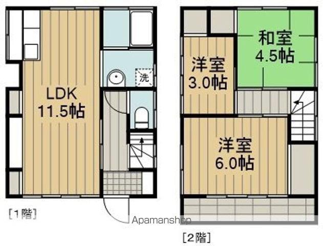 多摩モノレール 上北台駅 徒歩15分 2階建 築48年(3LDK)の間取り写真
