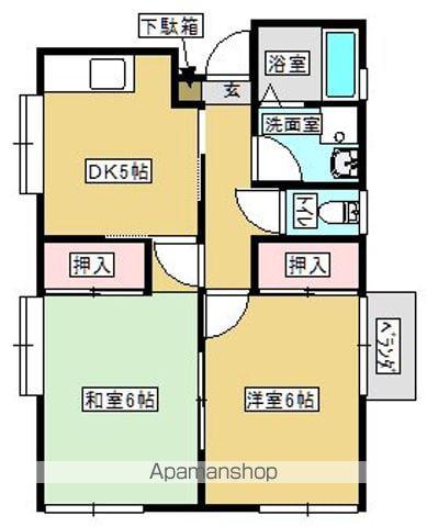 インターグリーンハイツⅠ(2K/2階)の間取り写真