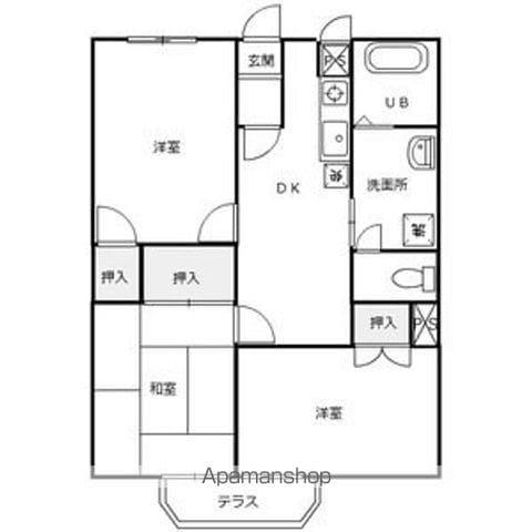 サンパレス江崎Ⅰ・Ⅱ(3DK/1階)の間取り写真