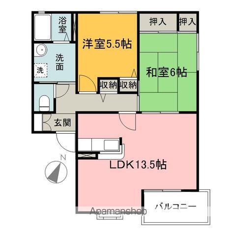 マルベリー(2LDK/2階)の間取り写真