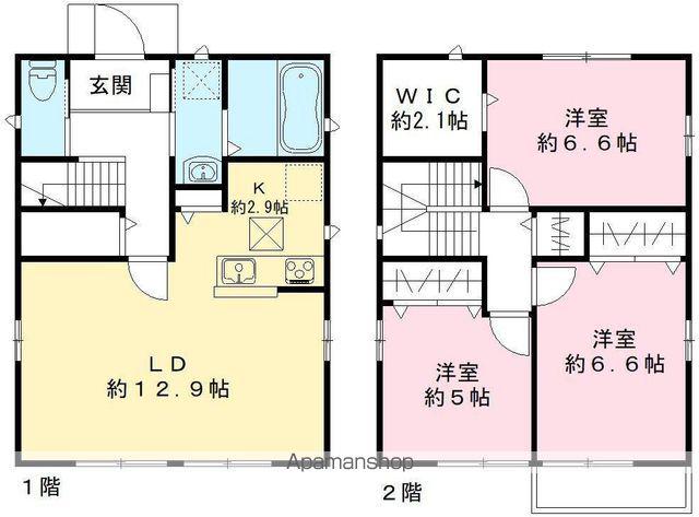 東海道本線 南彦根駅 徒歩17分 2階建 築2年(3LDK)の間取り写真
