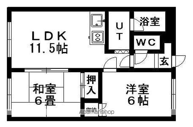 ロイヤルハイツ北野B(2LDK/2階)の間取り写真