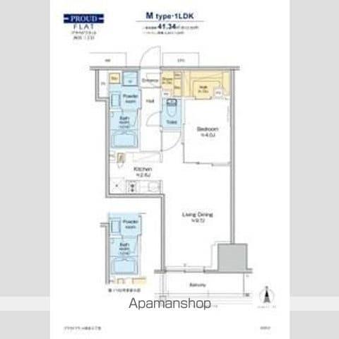 プラウドフラット四谷三丁目(1LDK/8階)の間取り写真