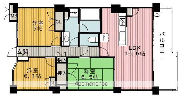 グランロジュマン豊中少路C街区(3LDK/4階)の間取り写真