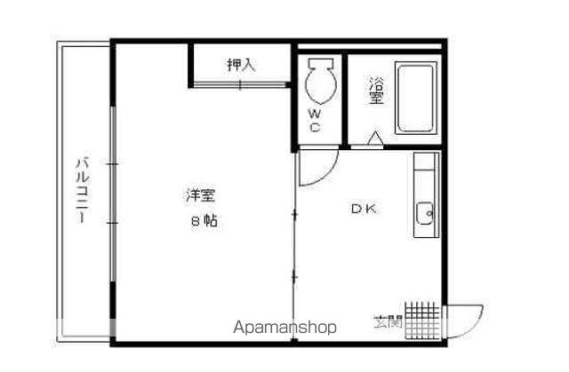 東林寺コーポ(1DK/3階)の間取り写真