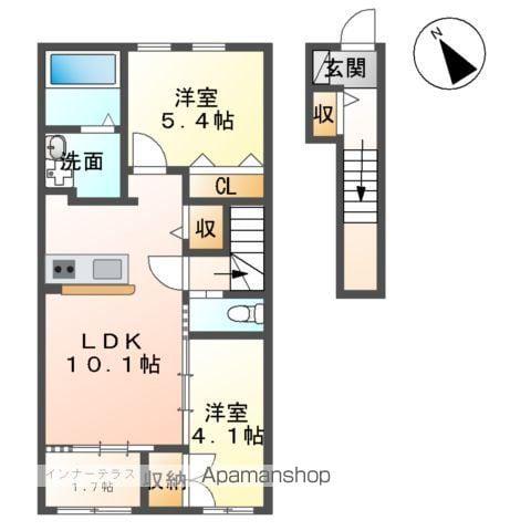 ベルディウム(2LDK/2階)の間取り写真