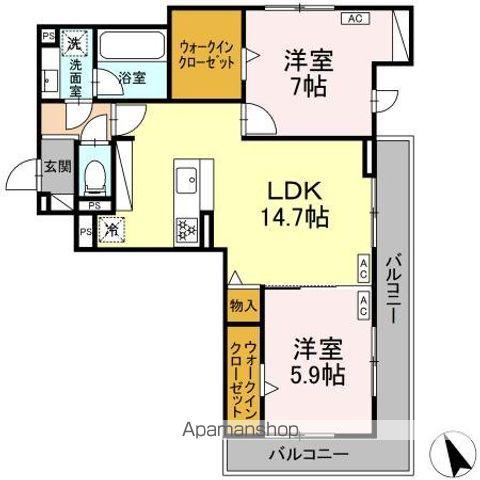 リエート(2LDK/3階)の間取り写真