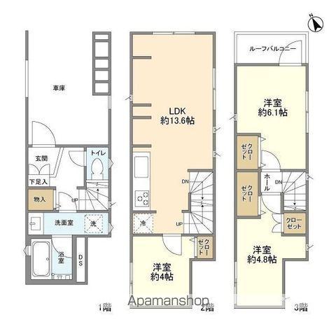 東京都三田線 本蓮沼駅 徒歩12分 3階建 築3年(3LDK)の間取り写真