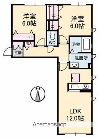 サウンド・ハムレット(2LDK/1階)の間取り写真