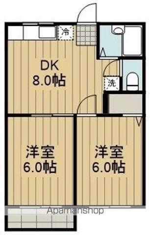 カギ中ハイツA(2DK/1階)の間取り写真