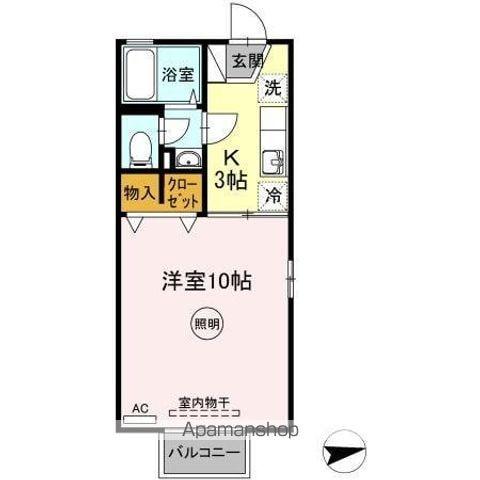 キャッスルⅡ(1K/1階)の間取り写真