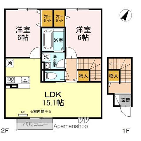 ファヴォーレ A(2LDK/2階)の間取り写真