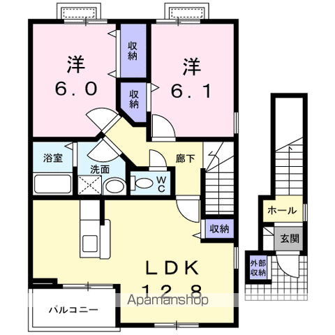 エクセレントリヴⅡ(2LDK/2階)の間取り写真