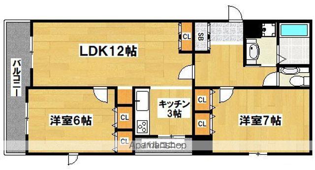 レジデンスコート帝塚山(2LDK/3階)の間取り写真