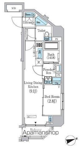プライムブリス東中野駅前(1LDK/6階)の間取り写真