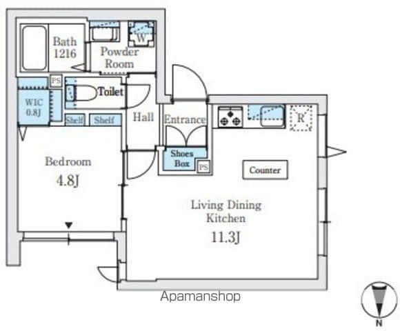 ステラ下連雀(1LDK/1階)の間取り写真