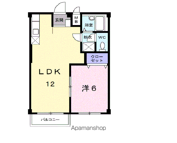 エルディムグリーンガーデン(1LDK/1階)の間取り写真