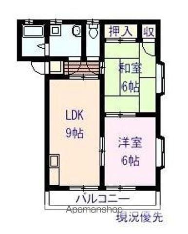 レイクヒルズ春日(2DK/2階)の間取り写真