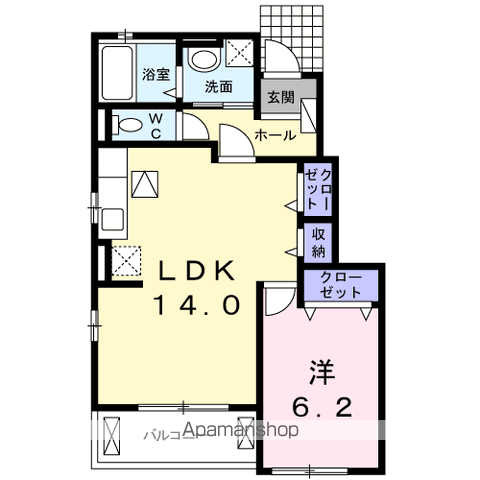ウェルデンス平塚御殿Ⅰ(1LDK/1階)の間取り写真