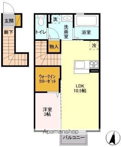 パルハウス(1LDK/2階)の間取り写真