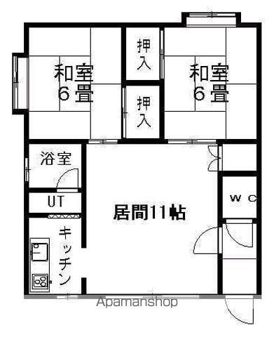 コーポしずかB(2LDK/2階)の間取り写真