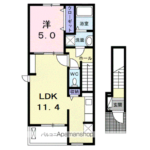ローズシャトー(1LDK/2階)の間取り写真