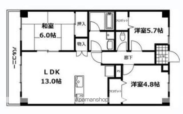 オレンジコート高松(3LDK/11階)の間取り写真