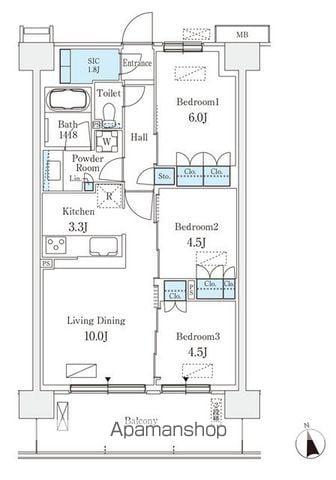 スカイグランデ津田沼(3LDK/5階)の間取り写真