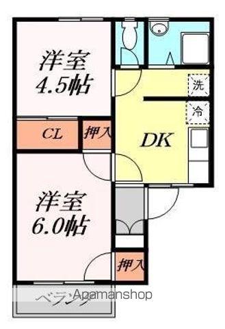 塩田ハイツG(2DK/2階)の間取り写真