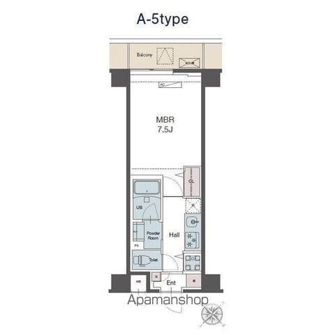 ラグゼナ八千代台(1K/5階)の間取り写真