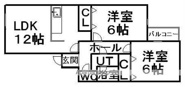 サントアリオデ本通南(2LDK/2階)の間取り写真