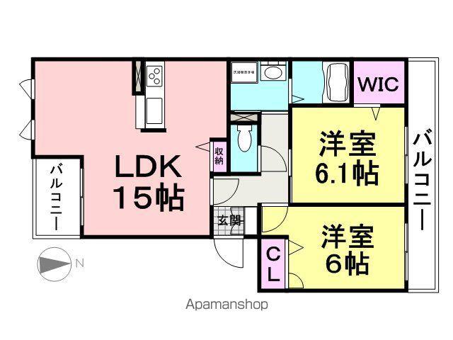 ガーデン東園田(2LDK/2階)の間取り写真