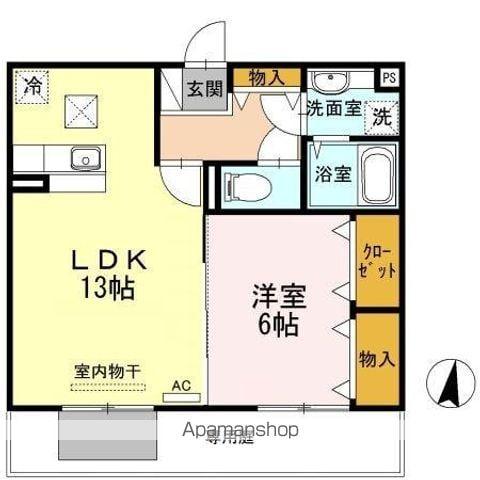 カーサ・デ・ミオ(1LDK/1階)の間取り写真