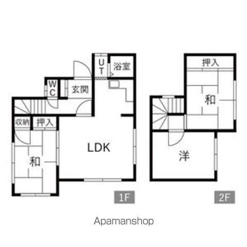 千歳線 白石駅(JR北海道) バス乗車時間:5分 北郷4条7丁目バス停で下車 徒歩4分 2階建 築49年(3LDK)の間取り写真