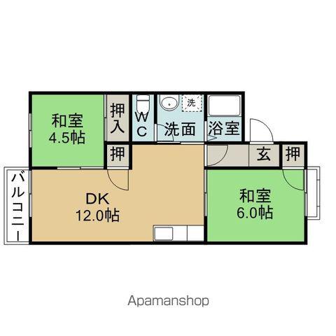 パークサイド狩宿(2LDK/1階)の間取り写真